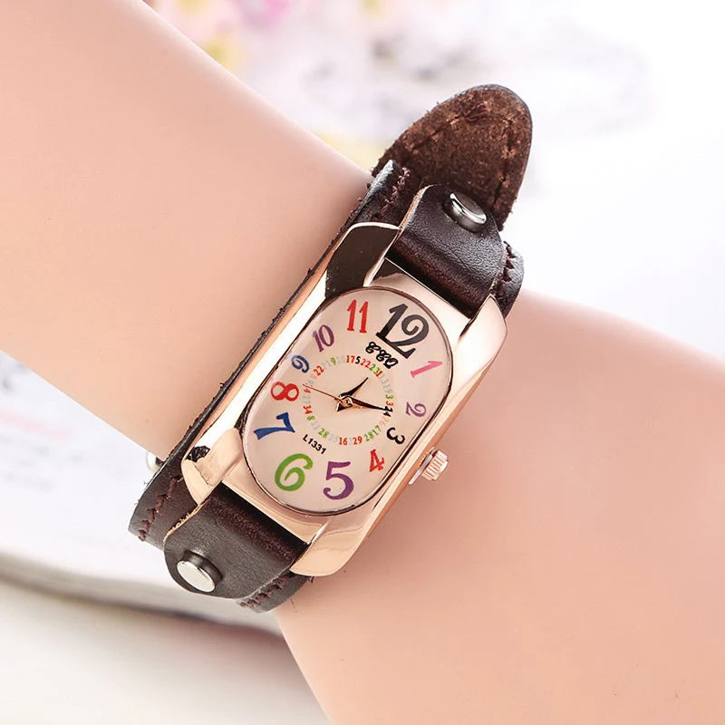 Vintage Leather Quartz Stone Women's Watch
