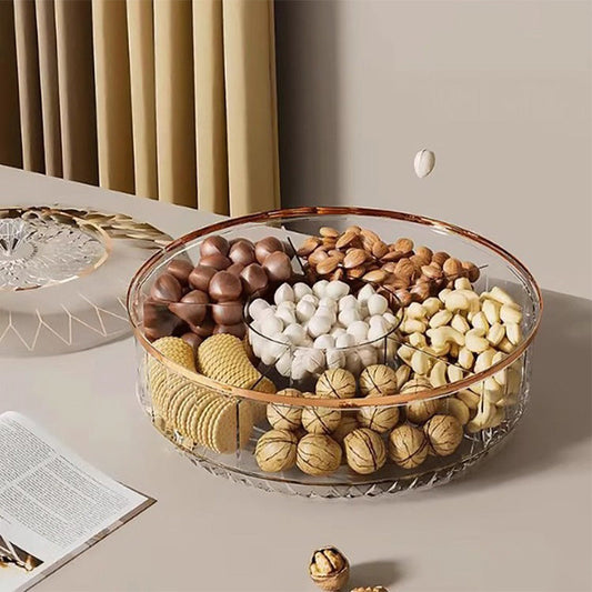 Luxury High Transparency Diamond Texture Compartment Snacks & Fruit Tray