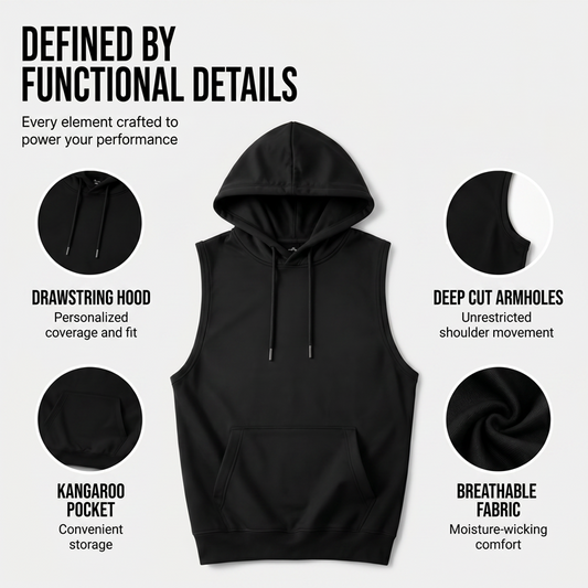 🔥 Sleeveless Hooded Sports Top💧 Moisture-wicking · Quick-drying and friction-resistant🧢