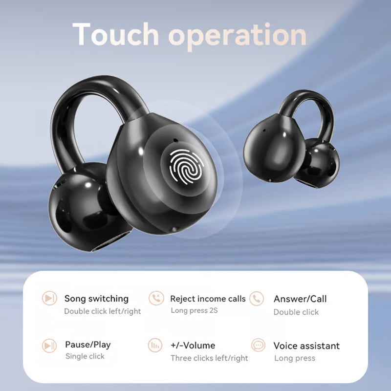 🔥🔥Bone Conduction Wireless Bluetooth Ear Clip Earphones with Touch Screen