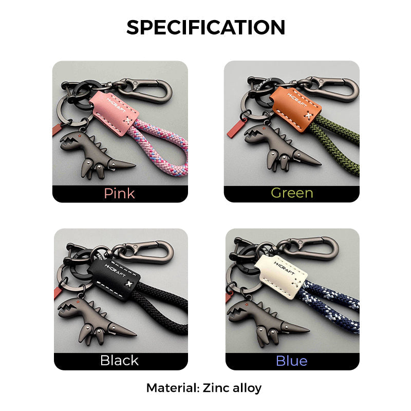 Aluminum Alloy Dinosaur Charm Paired with a Hand-woven Braceletš„