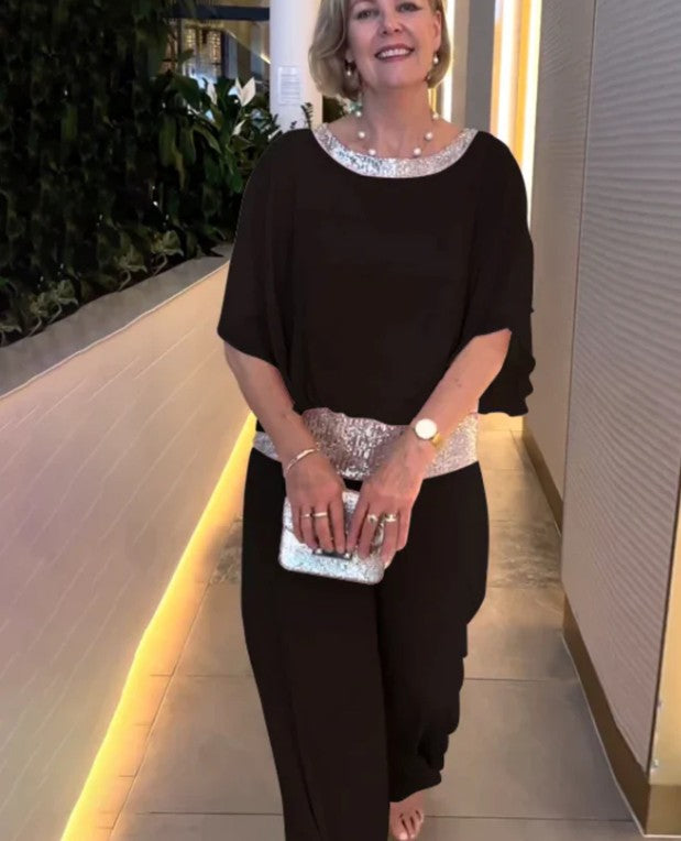 🔥Big Sale 💃Elegant Colorblock Sequin Two-Piece Set