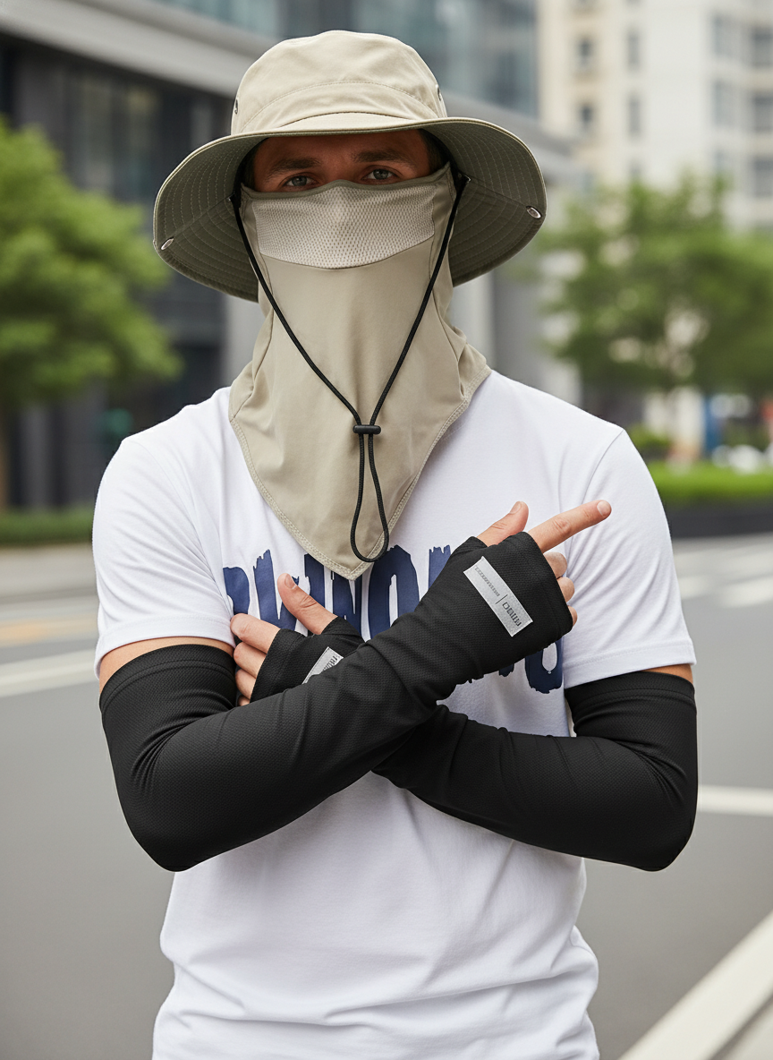๐ UV Protection Bucket Hat with Face Cover