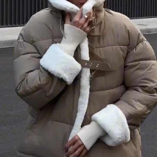 Women's Thick Warm Splicing Short Jacket