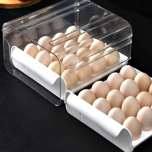 🔥Best Sales🔥 Pull-out Food-grade Refrigerator Egg Rack-stacks Up To 32 Eggs