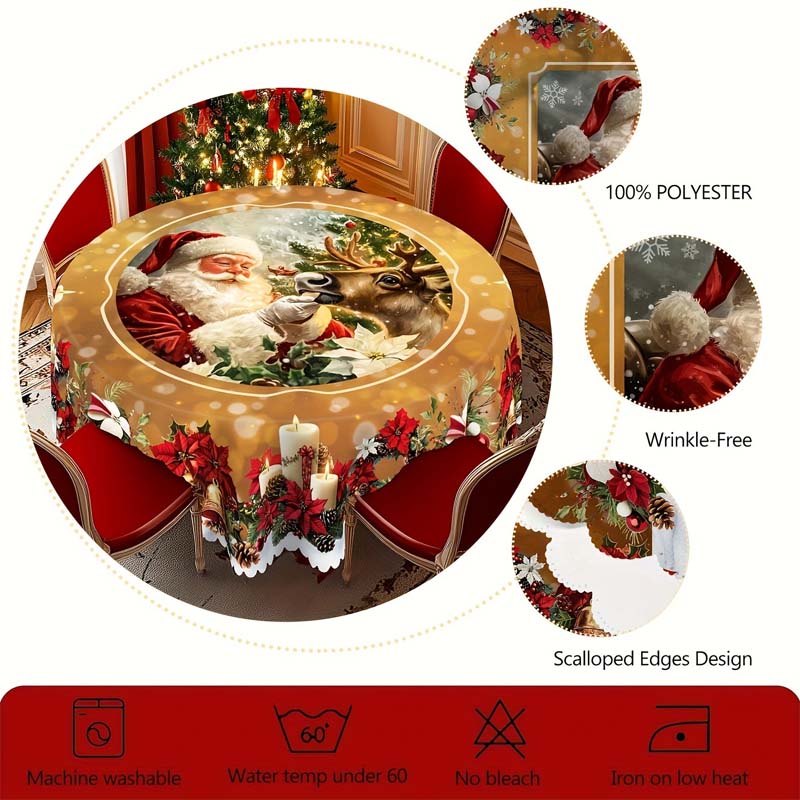 🎄Christmas Tablecloth – Festive Table Decoration for Christmas & Holidays, Washable