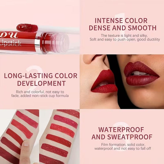 ⏳Time-Limited Special⏰10Pcs Matte Waterproof Long Lasting Lip Gloss