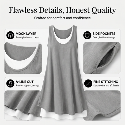 Women's Sleeveless Fake 2-Piece Dress