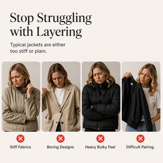 Women’s Elegant Denim Spliced Ribbed Knit Coat