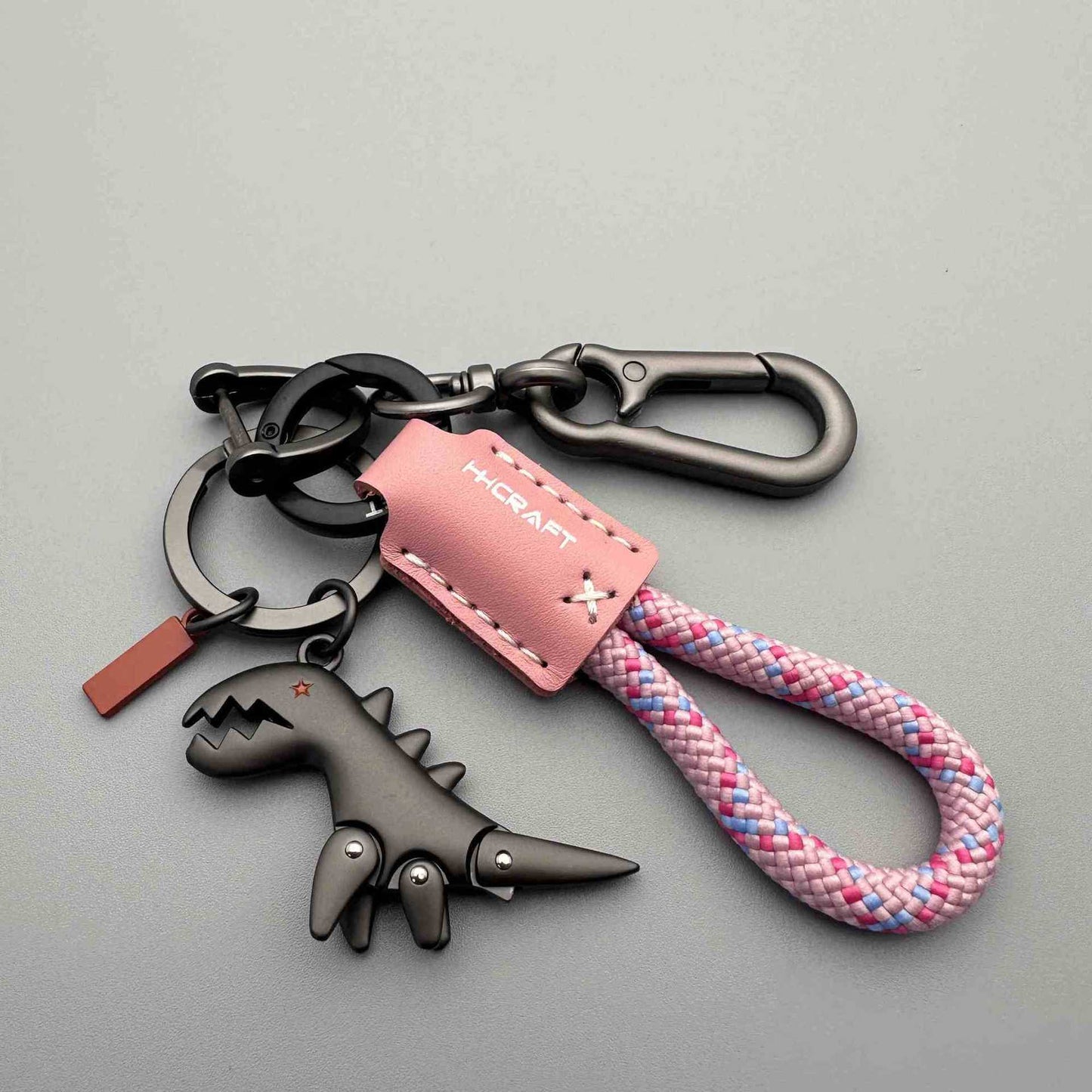 Aluminum Alloy Dinosaur Charm Paired with a Hand-woven Bracelet🔥