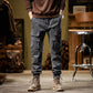 Casual Elastic Waist Multi-Pocket Tapered Pants