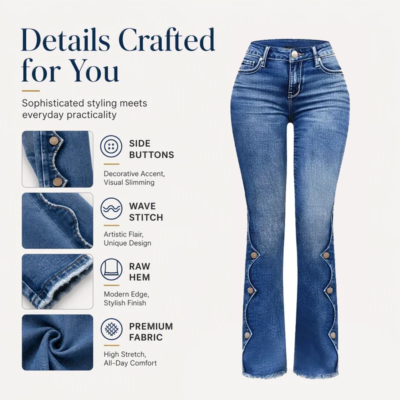 💃Women High Waisted Distressed Flare Jeans