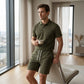 Men's Summer 2-Piece Collar Shirt & Shorts Set