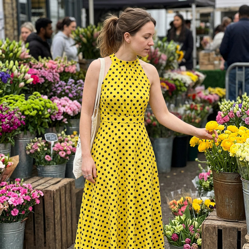 Women's Polka Dot Halter Neck Dress👗