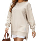 🔥2025 HOT SALE🔥 Long Sleeve Pullover Zipper Slit Casual Sweatshirt Dress