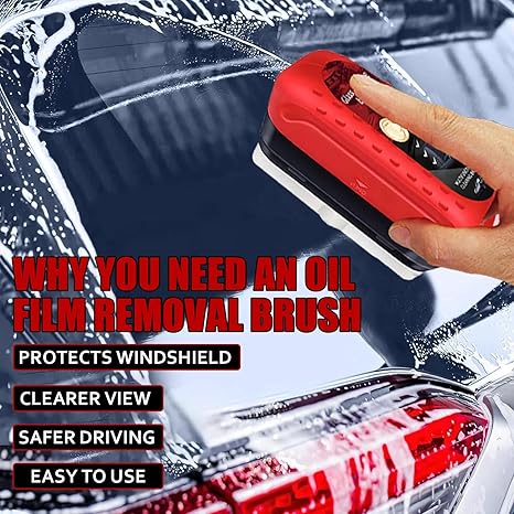 🔥Car Glass Oil Film Cleaner Brush
