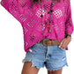 🥰Summer Sale💛Womens Bohemian-Inspired Beige Crochet Top With V-Neck