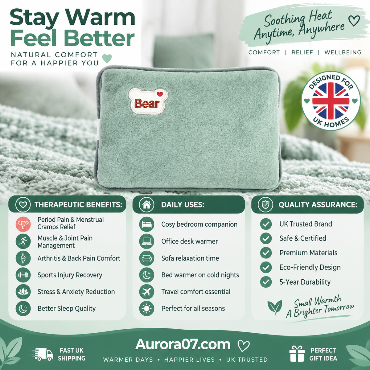 🔥🥳 Plush Rechargeable Heat Pack – Soft Winter Hand & Body Warmer