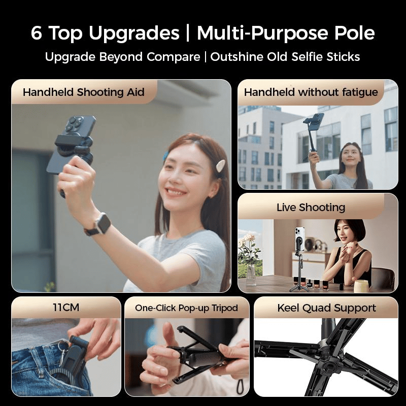 🔥4-in-1 Multifunctional 360° Rotation Magnetic Selfie Stick
