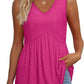 💜Women's Print Flowy Sleeveless V Neck Peplum Tank Tops