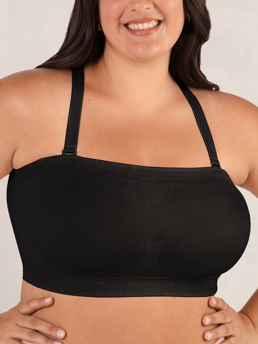🤎Convertible Strapless Bandeau Bra with Wireless Comfort, Anti-Slip Grip & Removable Straps