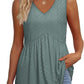 💜Women's Print Flowy Sleeveless V Neck Peplum Tank Tops