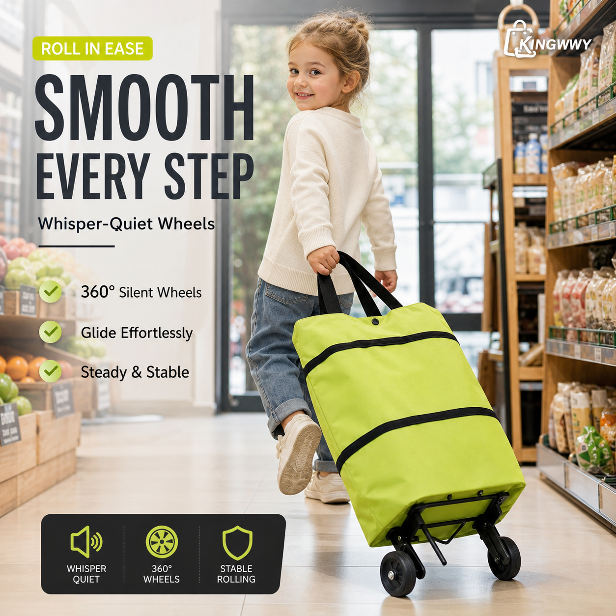 🔥2-in-1 Foldable Shopping Cart