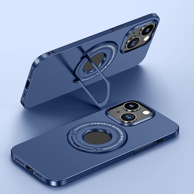 Magnetic Bracket Matte Skin Feeling Hard Shell Case Cover For iPhone