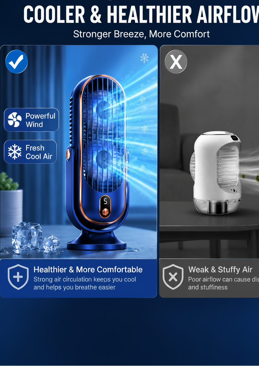 Portable Desktop Air Conditioner Fan with 5 Wind Speed