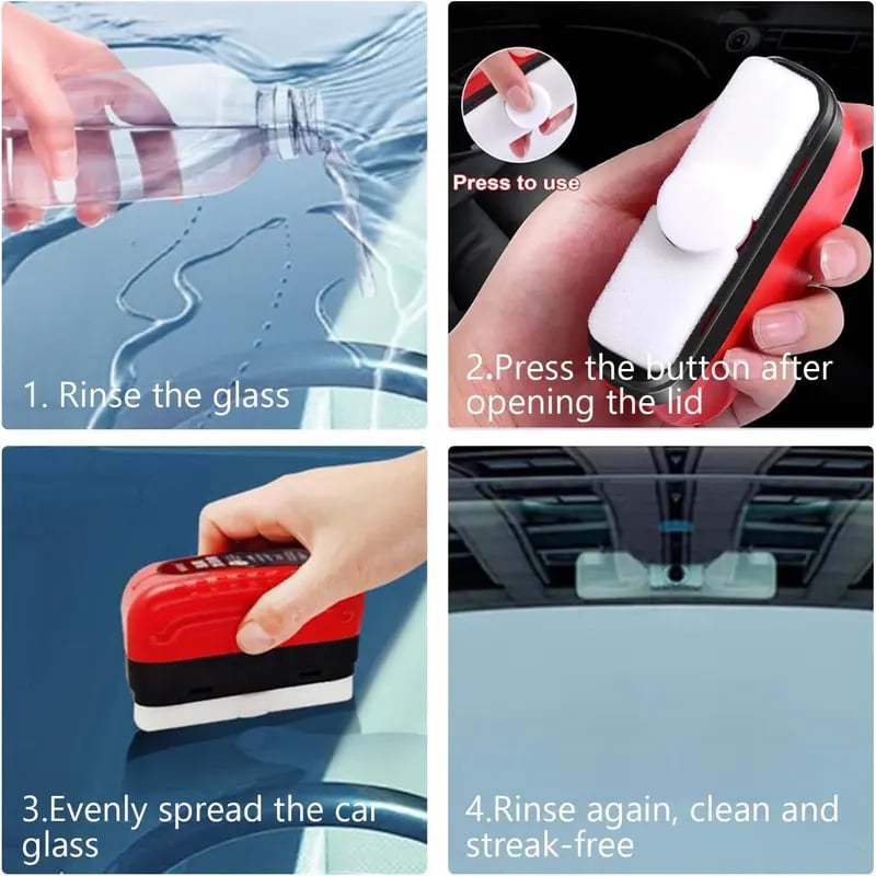 🔥Car Glass Oil Film Cleaner Brush