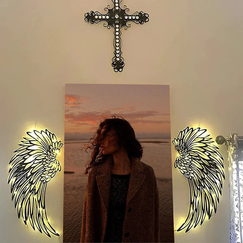 🌟🌟Angel Wings Wall Art In Metal With LED Lights