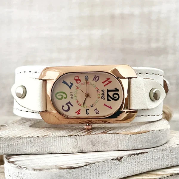 Vintage Leather Quartz Stone Women's Watch