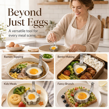🥚🍳304 Stainless Steel Egg Ring Mold – Fun Breakfast Shapes, Leak-Resistant Flat Base & Easy-Release Design
