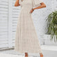 👗Women's Casual Floral Print Short Flutter Sleeve Smocked High Waist Flowy Maxi Dress