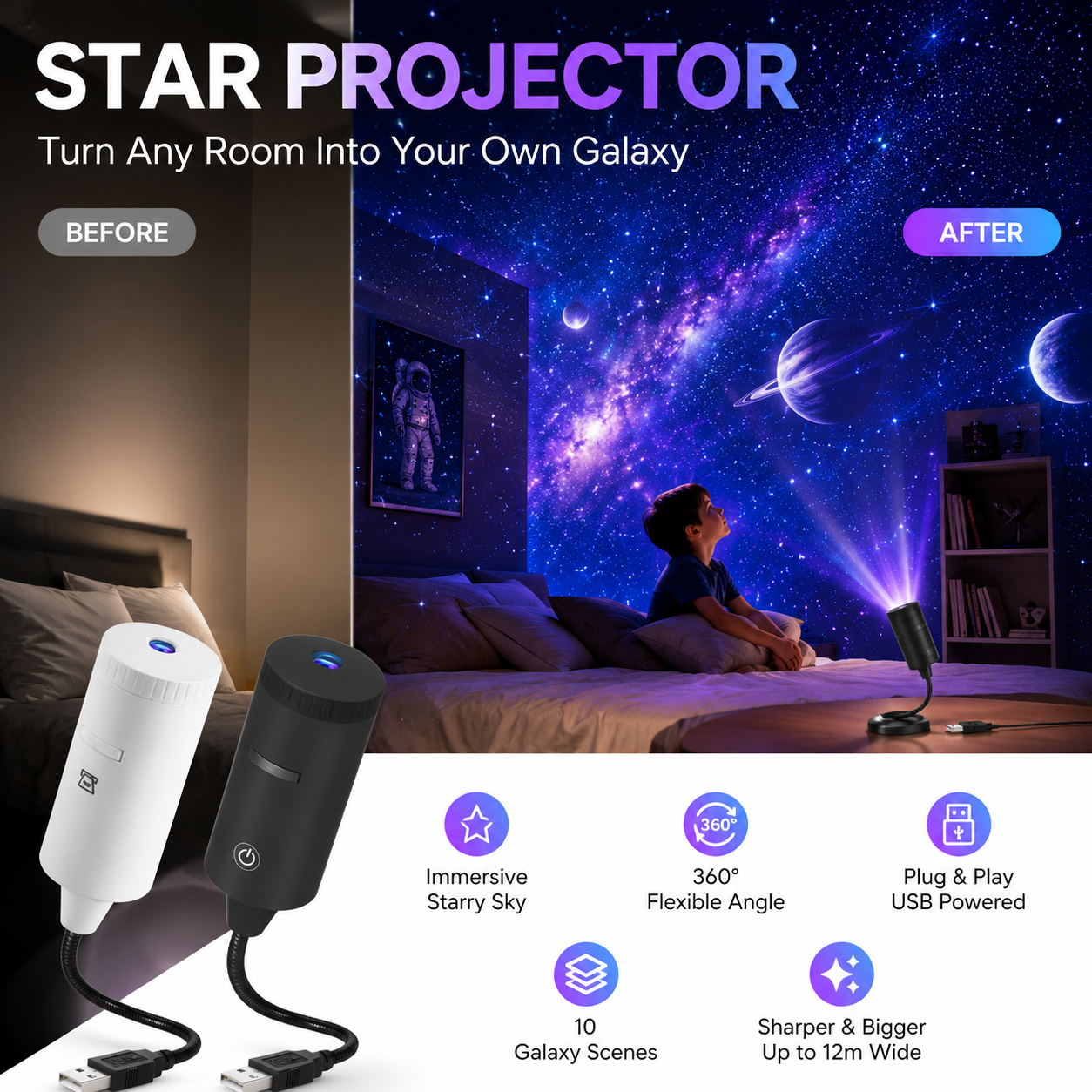 Plug-and-Play HD Star Projector 50,000+ Happy Users