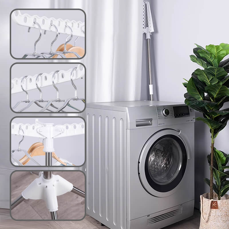 Rotating folding clothes drying rack