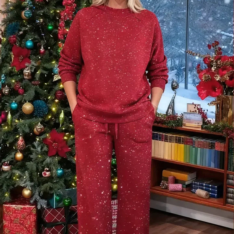 ✨🎅Last-Minute Christmas Offers 🎄⏰Women's Glitter Pullover Sweater & Pants 2-Piece Set