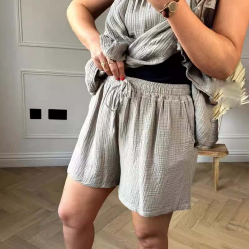 😍Best Sellers😍Women's Cheesecloth Ruffle Shorts & Top Set