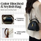 👜  Color-Blocked Bag – Stylish, Metal Hardware, Multi-Way 🧳