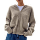 Women's Zip Up Hooded Knitted Cardigan