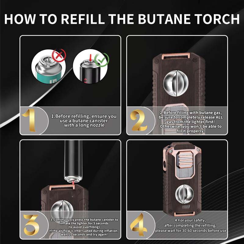 5-in-1 Refillable Cigar Torch Lighter with Cutter