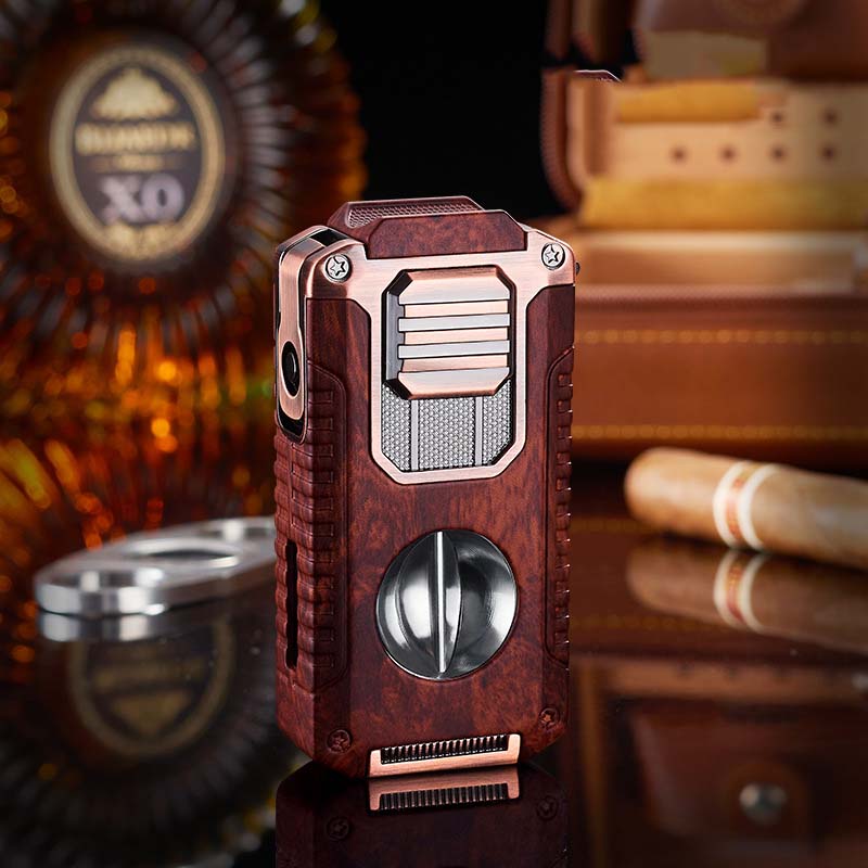 5-in-1 Refillable Cigar Torch Lighter with Cutter
