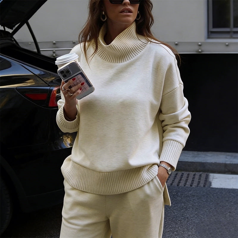 💥High-Neck Side-Zip Sweatshirt & Pants Set 👚👖