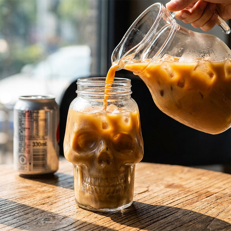 Skull Shaped Beverage Bottle with Lid