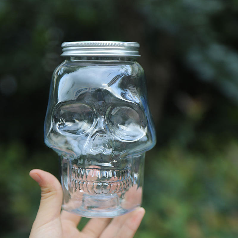 Skull Shaped Beverage Bottle with Lid