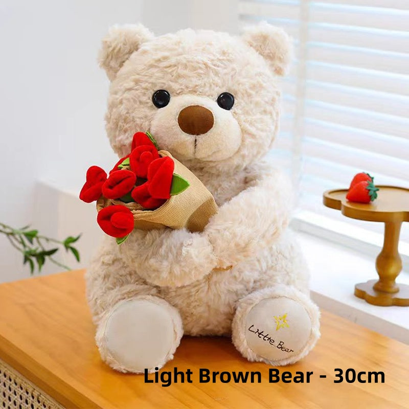💖Animal Bear Gift with Rose Flower Bouquet