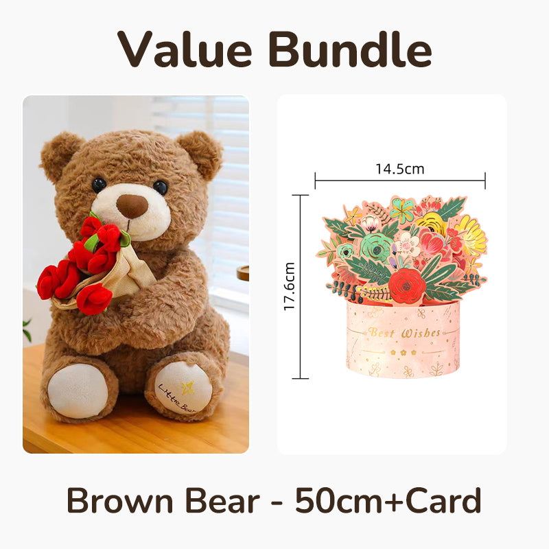 💖Animal Bear Gift with Rose Flower Bouquet