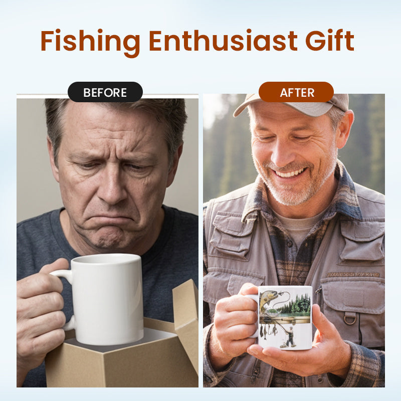 Ceramic Fishing Themed Coffee Mug