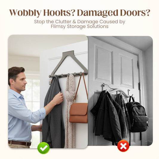Drill-Free Over-the-Door 6-Hook Rack