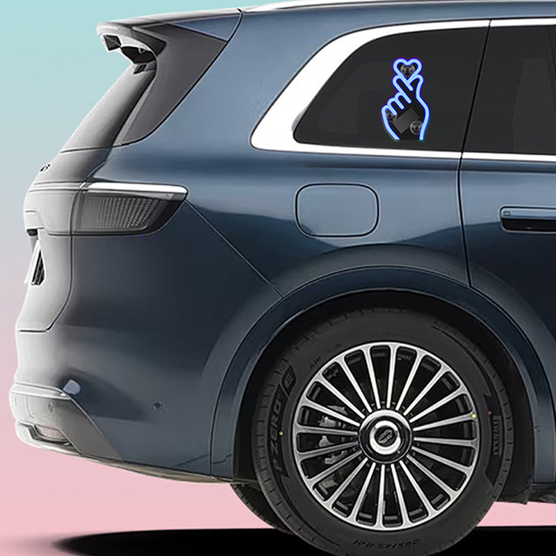 Solar-Powered Finger Heart LED Car Light